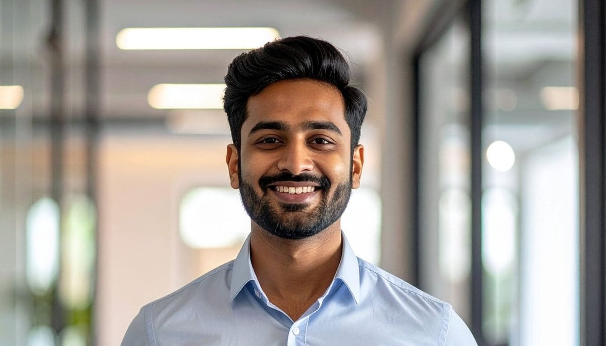 Well-groomed Indian man in an office